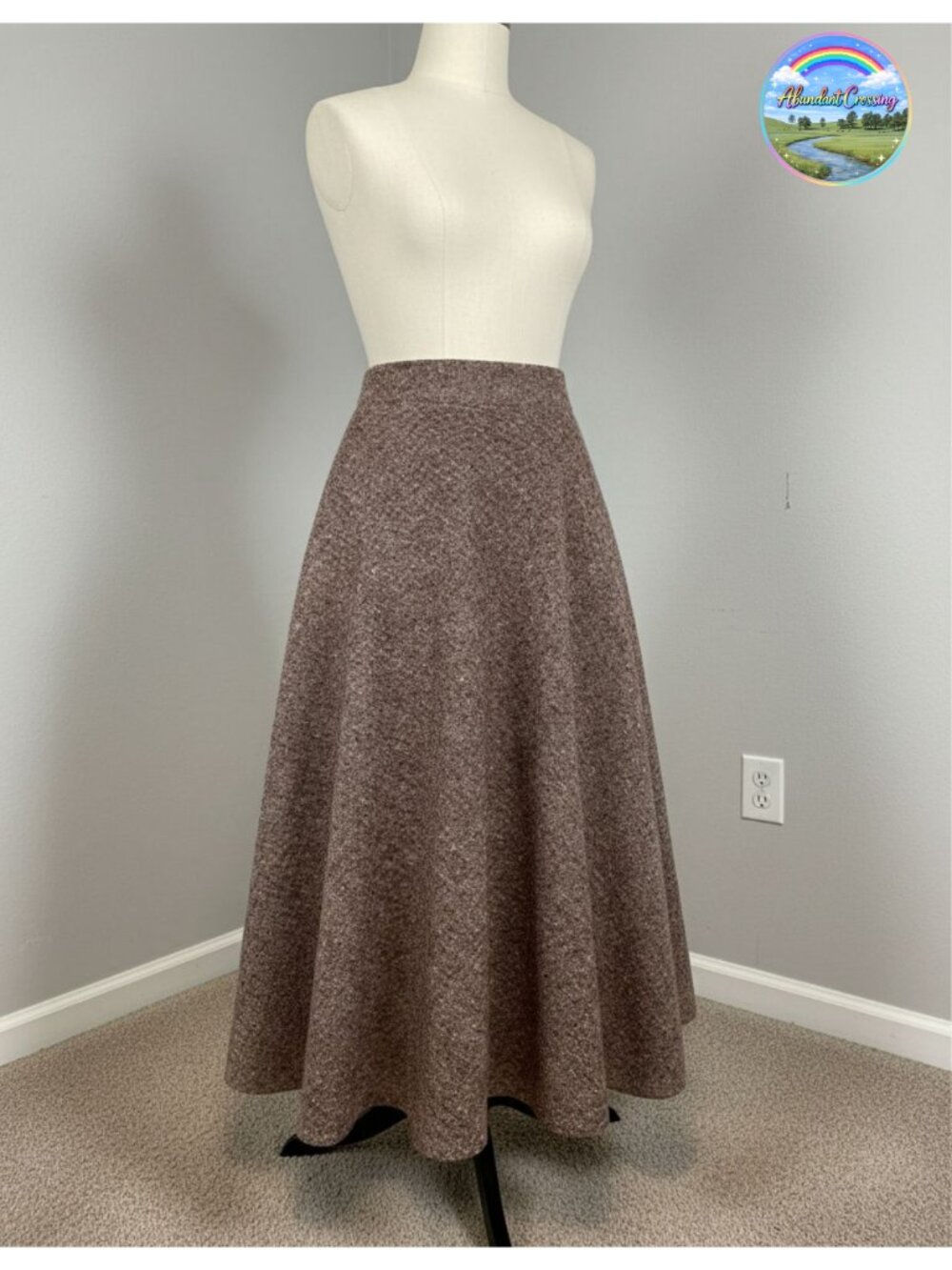 High Waist A-Line Plaid Wool Maxi Skirt Pleated Flared